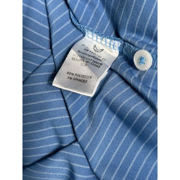 Fennec Highly Evolved Golf Polo Shirt Mens Size L Blue White Striped Performance - Picture 5 of 7